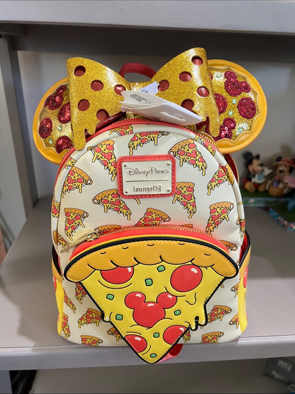 Loungefly Disney ParyYellow Pizza Slice Mini Backpack with Glitter Ears